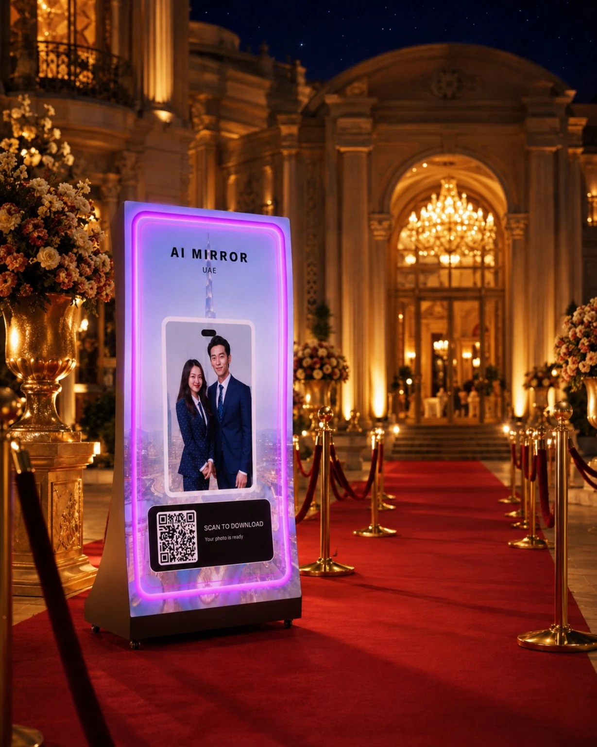 AI Mirror red carpet event setup