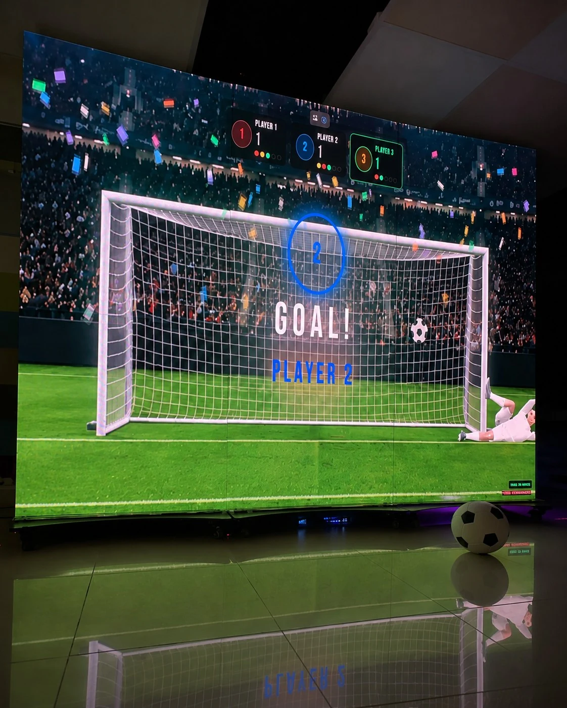 Football Arena goal celebration on 100-inch LED screen