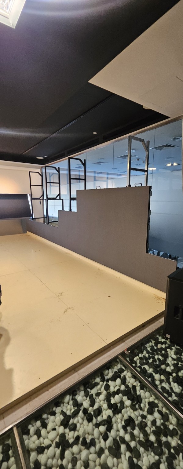 Rear installation structure for a 6 by 3 metre LED wall in Abu Dhabi