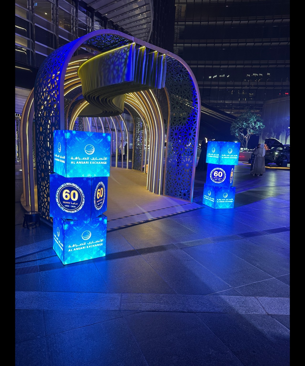 LED cube towers at Armani Majlis in Burj Khalifa Dubai