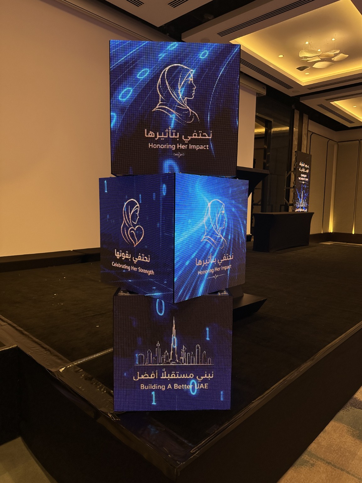 LED cube installation for Aster event in Abu Dhabi hotel