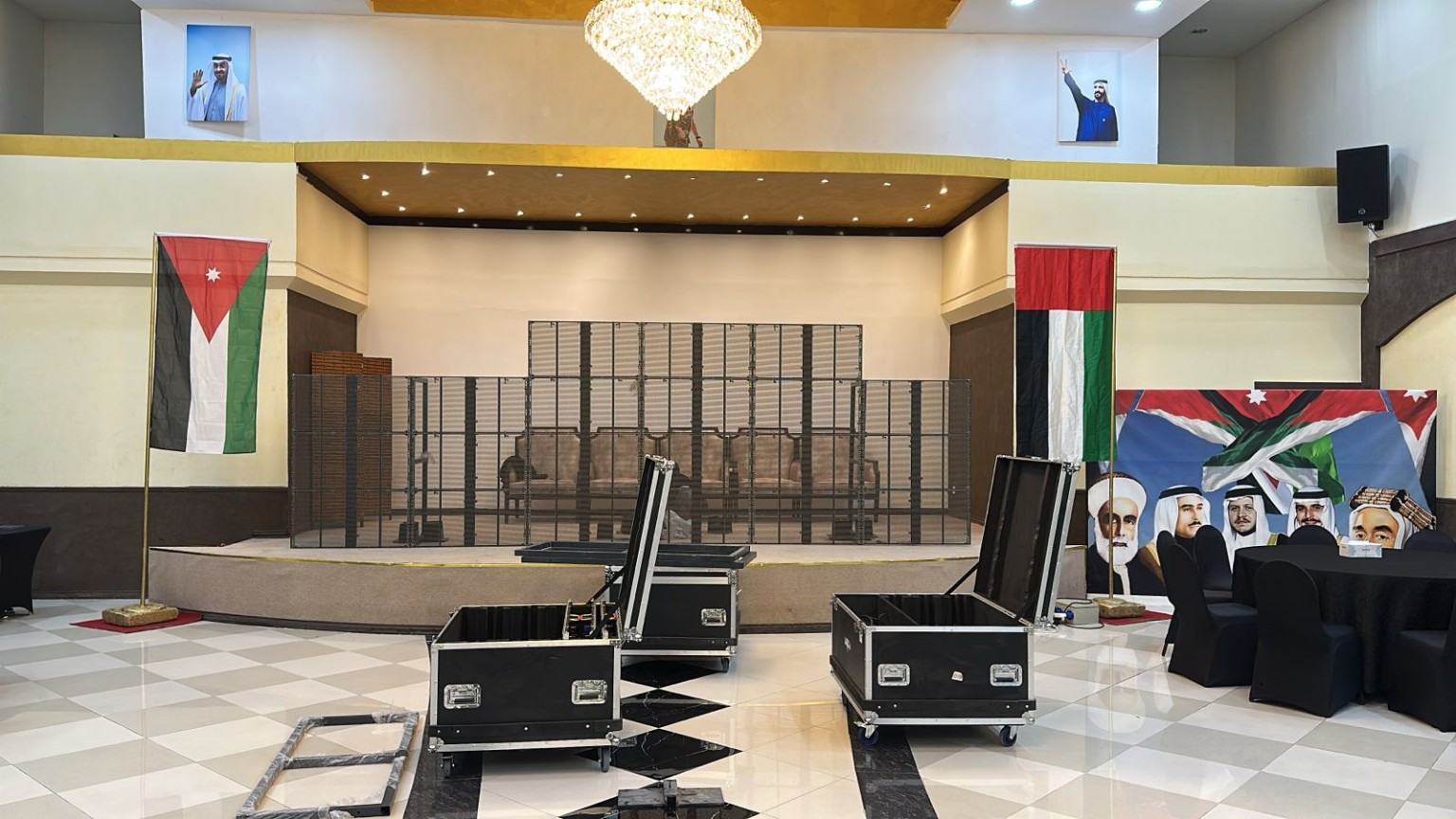 Large transparent LED screen at Jordanian Social Club in UAE